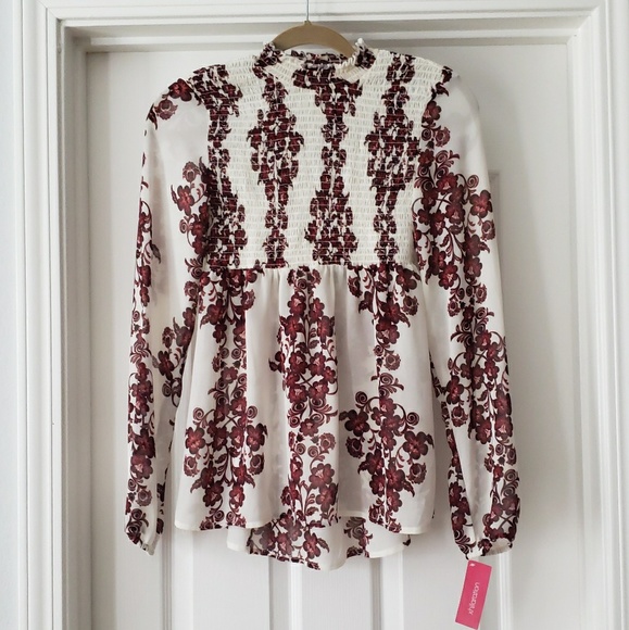 Xhilaration Tops - NWT White and Burgundy Floral Blouse Xhilaration Tops - NWT White and Burgundy Floral Blouse